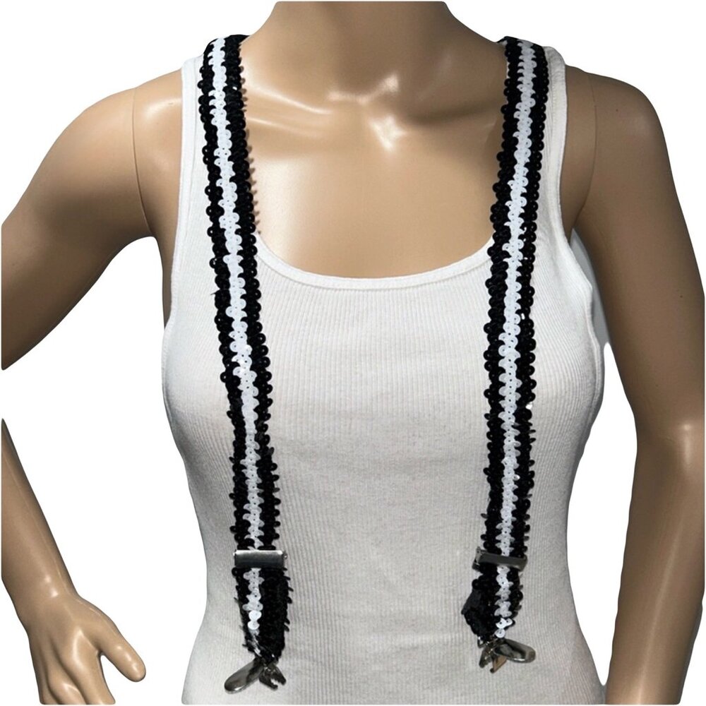 Black and White Sequined Suspenders